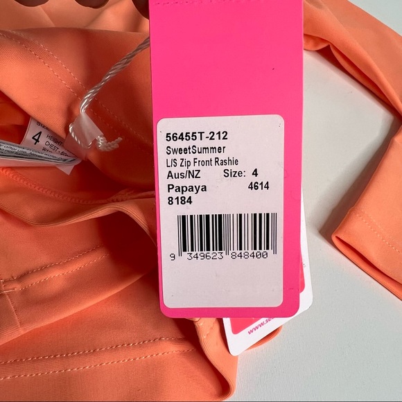 NWT Seafolly Australia Girls Size 4 Swim Longsleeve Rashguard - Picture 5 of 6